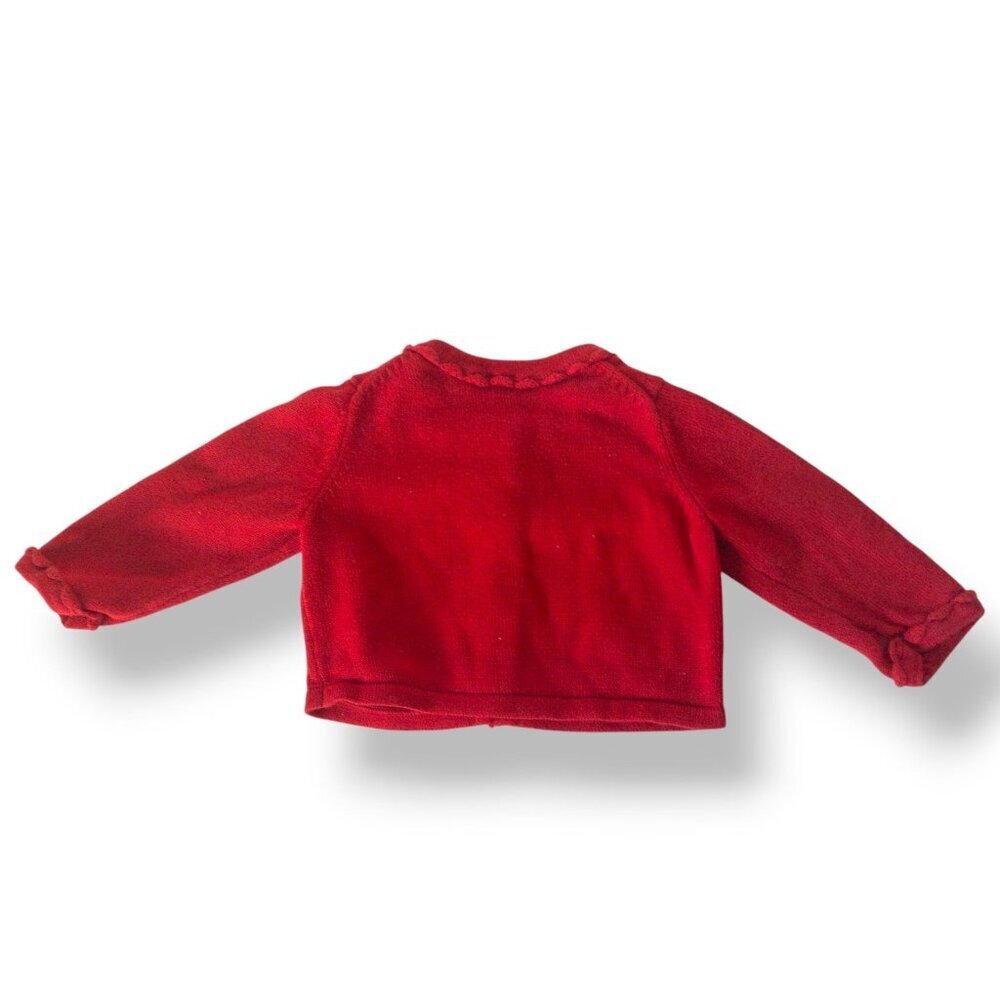 Janie & Jack Red Knit Baby Cardigan With Gold Buttons 6-12 Months 100% Cotton - Picture 2 of 4
